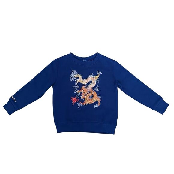 Ralph Lauren Polo Lunar New Year Dragon Fleece Sweatshirt Size 5 Navy Blue New - Picture 2 of 8